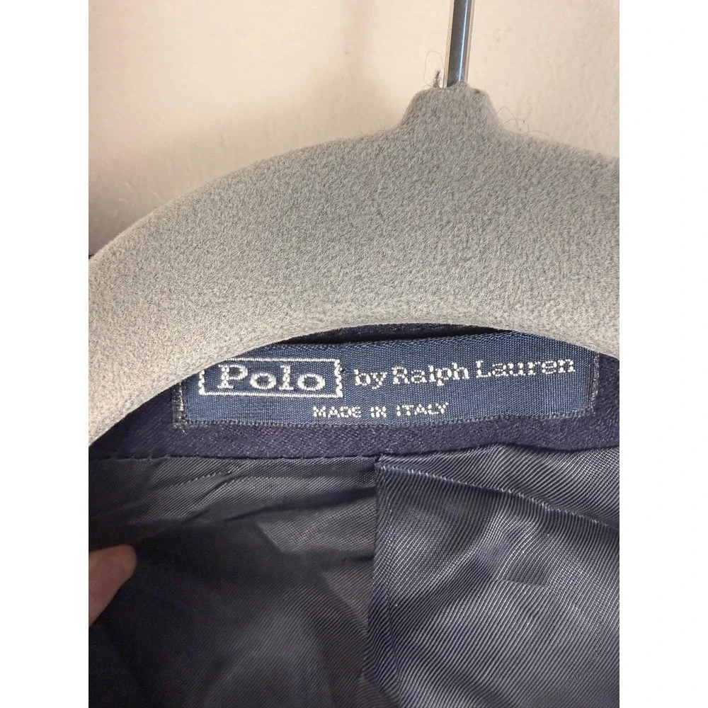 VTG Polo Ralph Lauren Navy Blue Virgin Wool Blazer Gold Crest Buttons 40R Italy - Picture 4 of 10